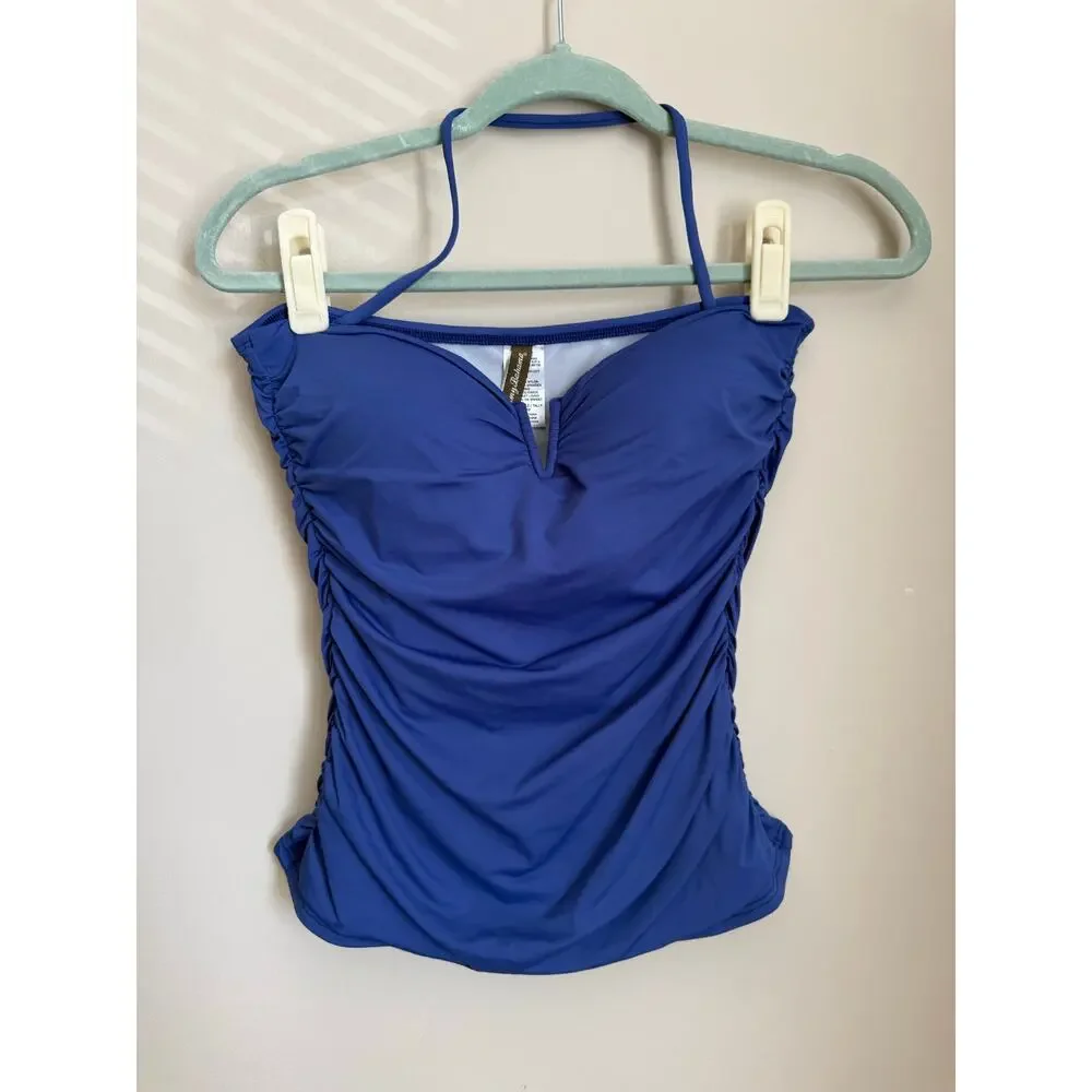 Tommy Bahama Blue Ruched Tankini Swim Top‎ Size XS